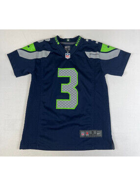 Nike Kids Small Seattle Seahawks Russell Wilson 3 Blue Football Jersey